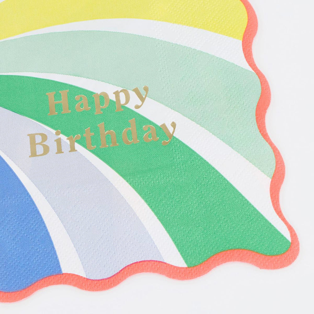 Rainbow Swirl Happy Birthday Large Party Napkins x 16 | Meri Meri party napkins Rainbow Swirl Happy Birthday Large Party Napkins x 16
