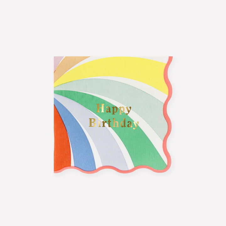 Rainbow Swirl Happy Birthday Small Party Napkins x 16 | Meri Meri party napkins Rainbow Swirl Happy Birthday Small Party Napkins x 16