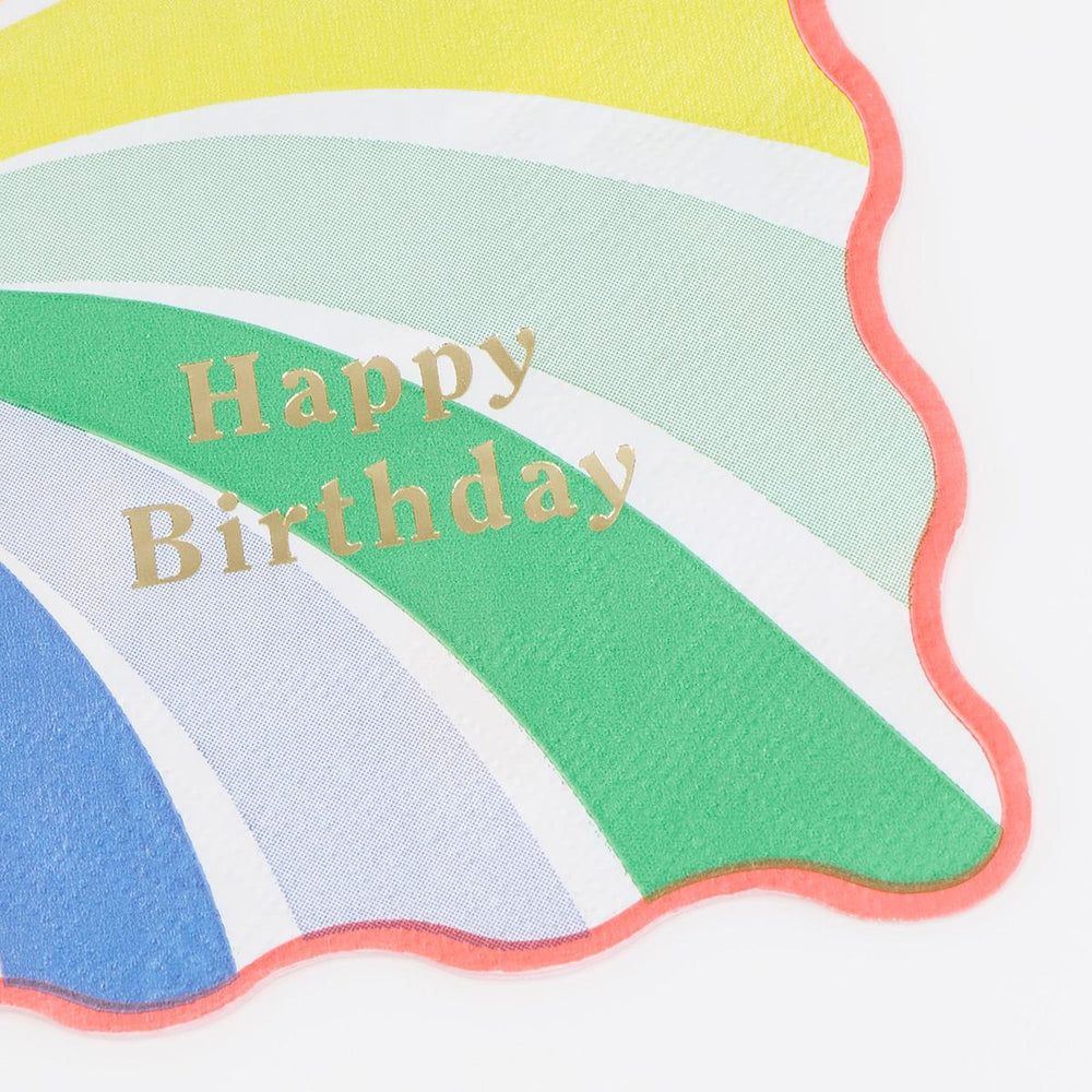 Rainbow Swirl Happy Birthday Small Party Napkins x 16 | Meri Meri party napkins Rainbow Swirl Happy Birthday Small Party Napkins x 16