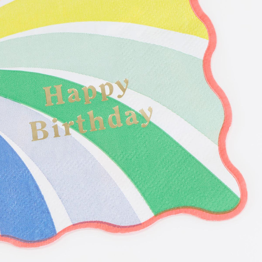 Rainbow Swirl Happy Birthday Small Party Napkins x 16 | Meri Meri party napkins Rainbow Swirl Happy Birthday Small Party Napkins x 16