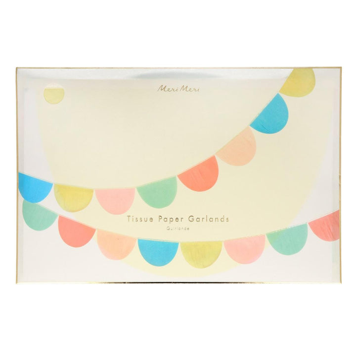 Rainbow Tissue Paper Scallop Party Garland Set | Meri Meri Bunting Rainbow Tissue Paper Scallop Party Garland Set