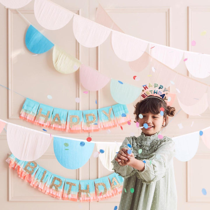 Rainbow Tissue Paper Scallop Party Garland Set | Meri Meri Bunting Rainbow Tissue Paper Scallop Party Garland Set