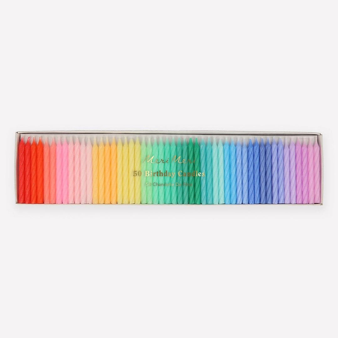 Rainbow Twisted Mini Cake Candles x 50 | Meri Meri Party Cake Candles Birthday Candles Rainbow Twisted Mini Cake Candles x 50