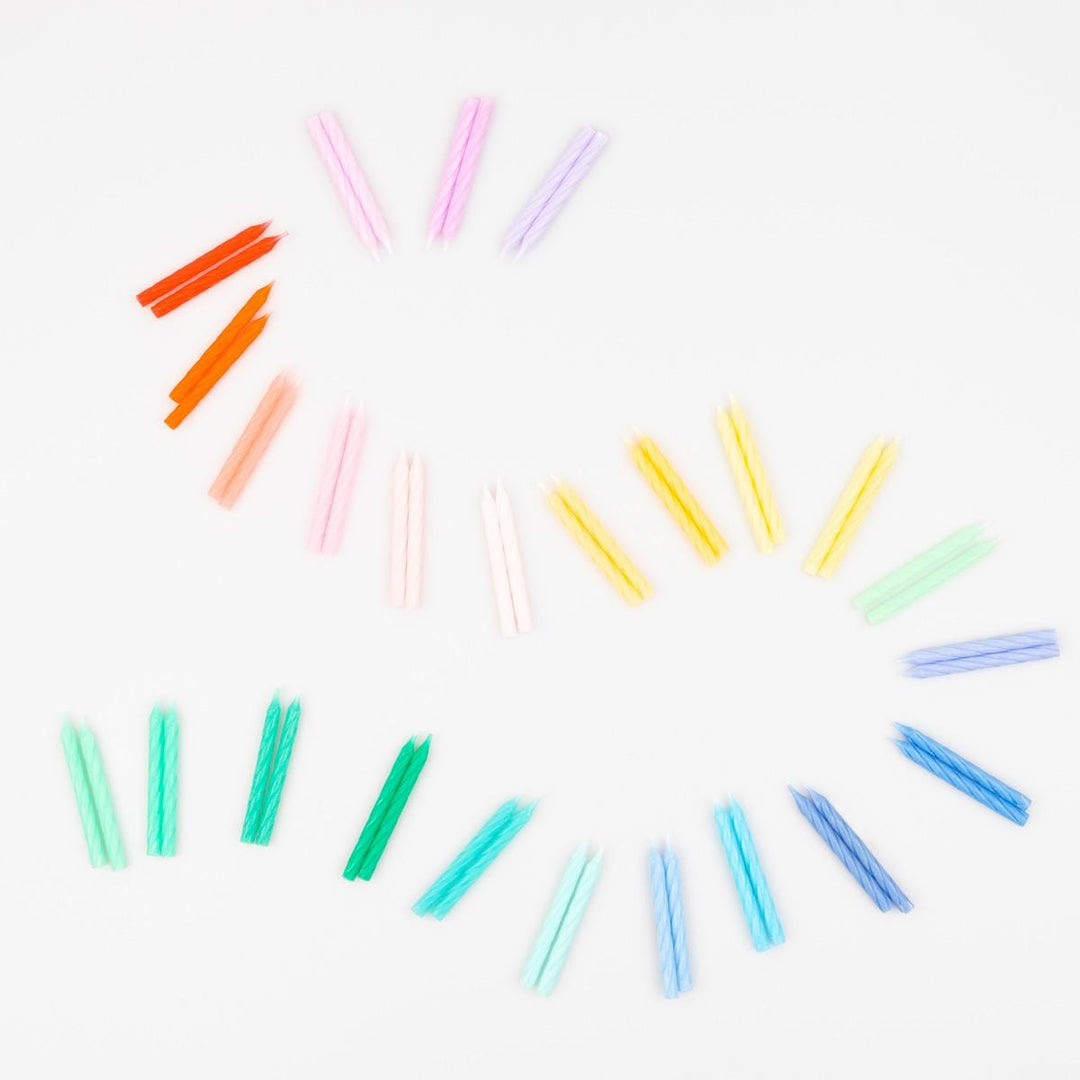 Rainbow Twisted Mini Cake Candles x 50 | Meri Meri Party Cake Candles Birthday Candles Rainbow Twisted Mini Cake Candles x 50