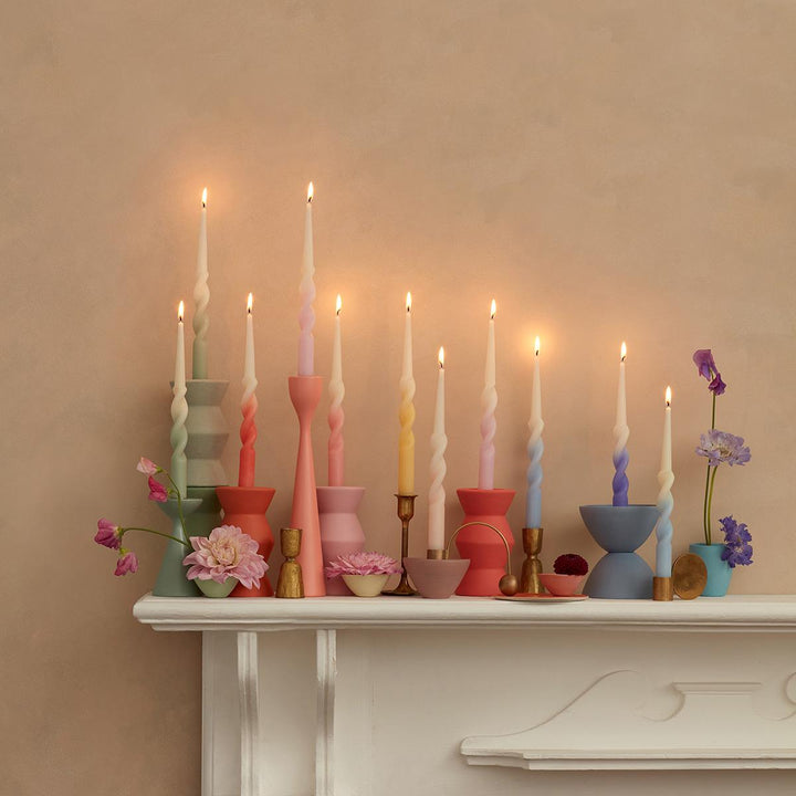 Rainbow Twisted Table Candles x 8 | Meri Meri Rainbow Party Candle Rainbow Twisted Table Candles x 8