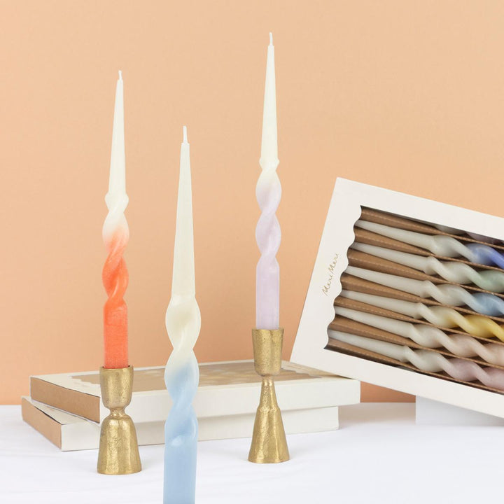 Rainbow Twisted Table Candles x 8 | Meri Meri Rainbow Party Candle Rainbow Twisted Table Candles x 8