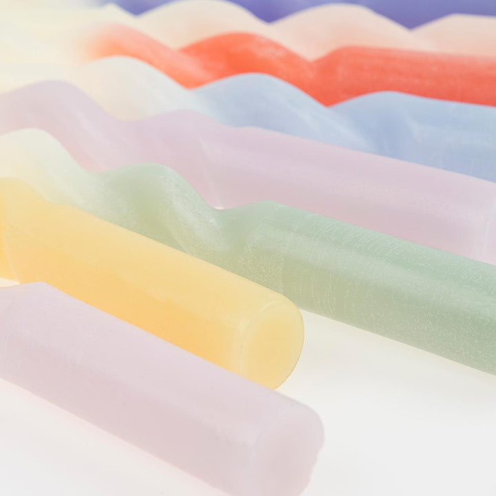 Rainbow Twisted Table Candles x 8 | Meri Meri Rainbow Party Candle Rainbow Twisted Table Candles x 8
