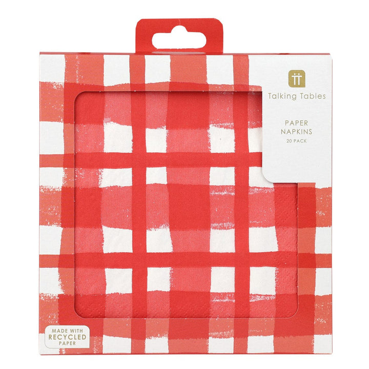 Red and White Gingham Paper Napkins x 20 Paper Napkins Red and White Gingham Paper Napkins x 20