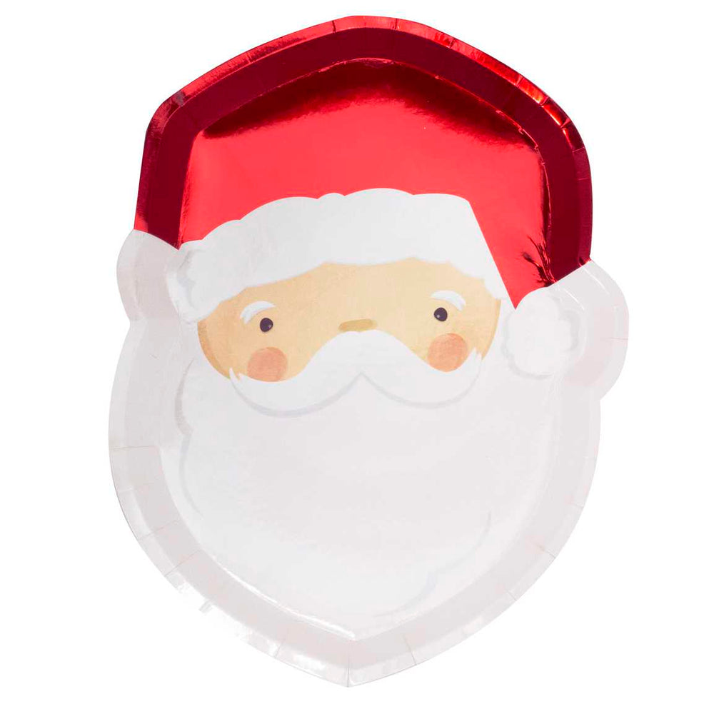 Disposable Plates Red Foiled Santa Christmas Paper Plates x 8