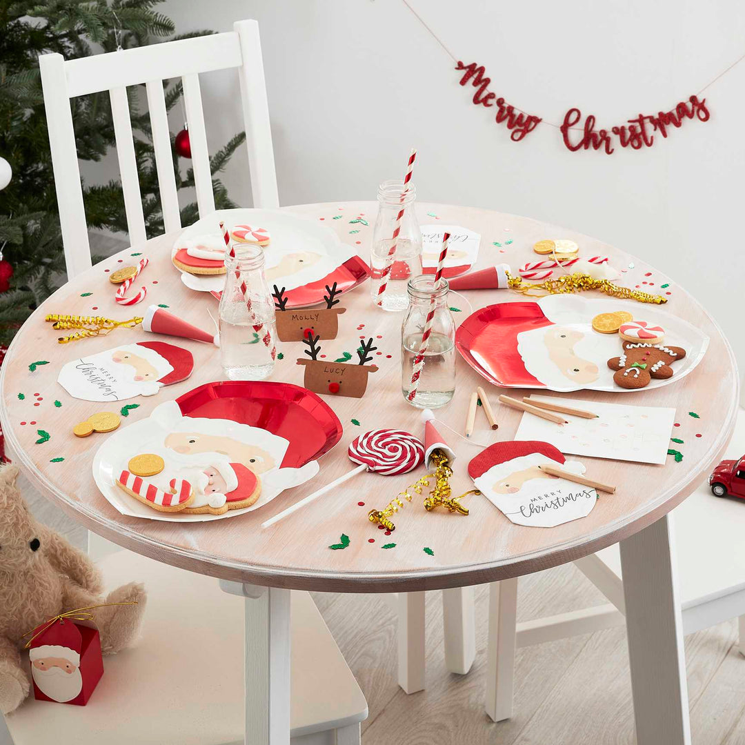 Disposable Plates Red Foiled Santa Christmas Paper Plates x 8