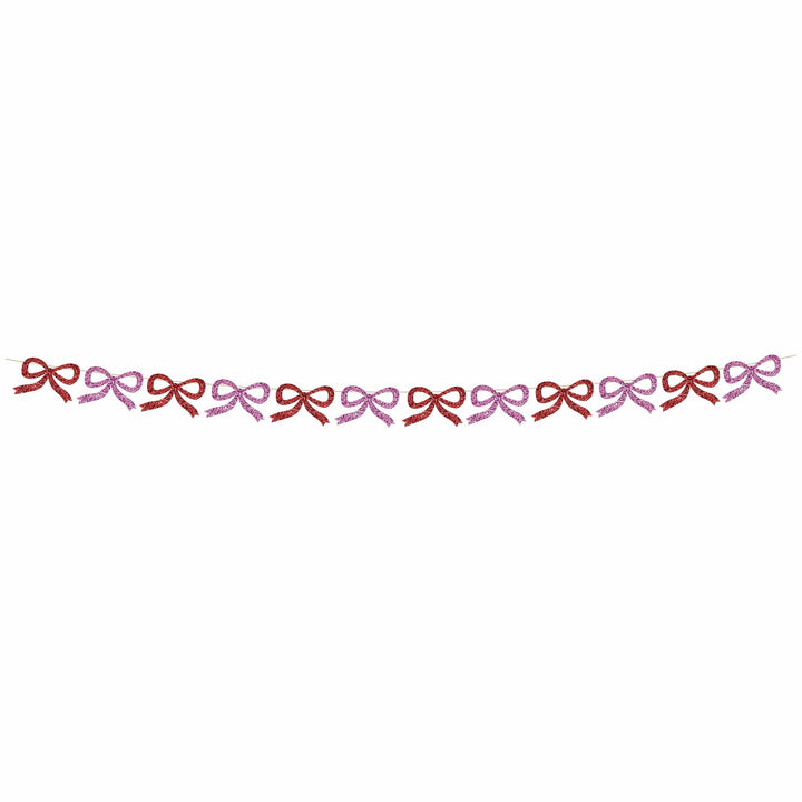 Red &amp; Pink Glitter Bow Christmas Garland | Meri Meri Christmas Bows Bunting Red &amp; Pink Glitter Bow Christmas Garland