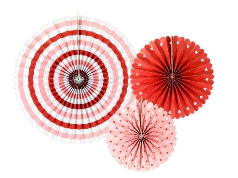 Red, Pink & White Decorative Paper Fans x 3 paper fans Red, White & Pink Decorative Paper Fans x 3