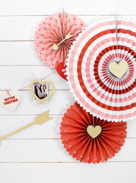 Red, Pink & White Decorative Paper Fans x 3 paper fans Red, White & Pink Decorative Paper Fans x 3