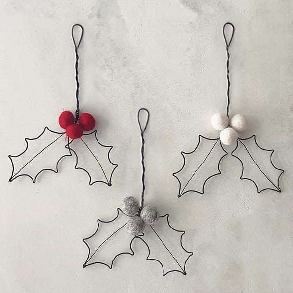 Red Rusty Wire Holly Leaf Christmas Decoration | East of India Christmas Decoration East of India Rusty Wire Holly Leaf Christmas Decoration - Red