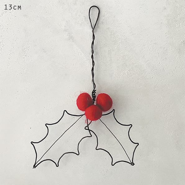 Red Rusty Wire Holly Leaf Christmas Decoration | East of India Christmas Decoration East of India Rusty Wire Holly Leaf Christmas Decoration - Red
