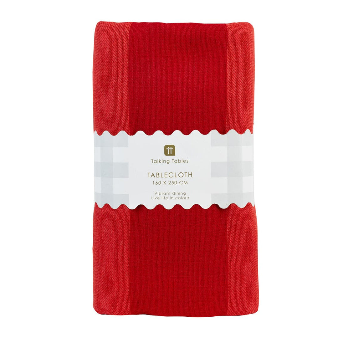 Red Stripe Cotton XL Tablecloth 160x250cm | Talking Tables Table Covers/Runners Red Stripe Cotton XL Tablecloth - 160cm x 250cm