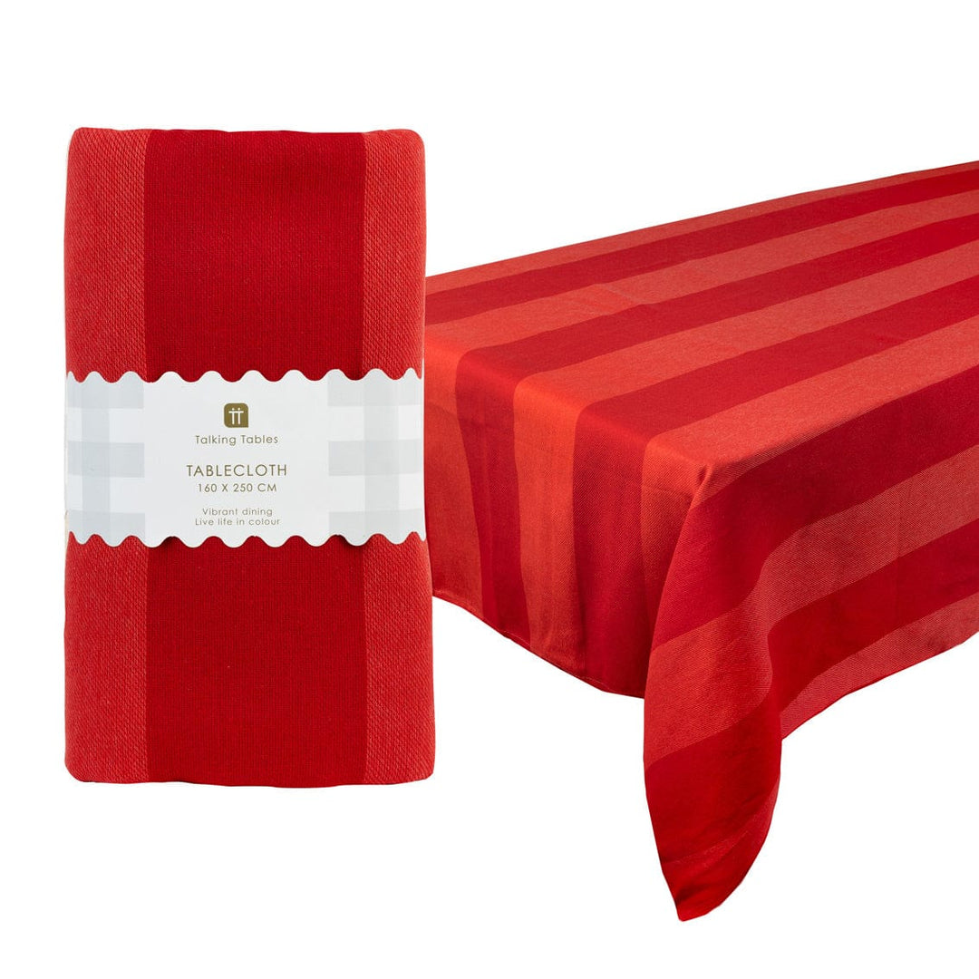 Red Stripe Cotton XL Tablecloth 160x250cm | Talking Tables Table Covers/Runners Red Stripe Cotton XL Tablecloth - 160cm x 250cm
