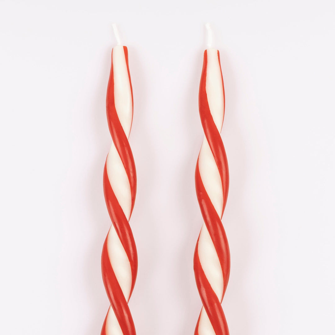 Red Stripe Twist Christmas Candles x 2 | Meri Meri Christmas Candles Candle Red Stripe Twist Christmas Candles x 2