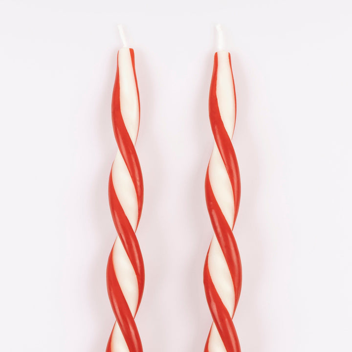 Red Stripe Twist Christmas Candles x 2 | Meri Meri Christmas Candles Candle Red Stripe Twist Christmas Candles x 2