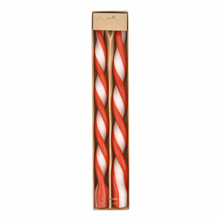 Red Stripe Twist Christmas Candles x 2 | Meri Meri Christmas Candles Candle Red Stripe Twist Christmas Candles x 2
