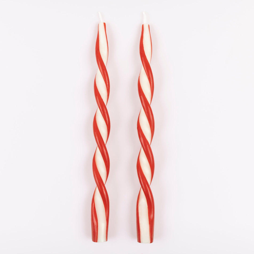 Red Stripe Twist Christmas Candles x 2 | Meri Meri Christmas Candles Candle Red Stripe Twist Christmas Candles x 2