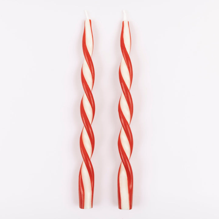 Red Stripe Twist Christmas Candles x 2 | Meri Meri Christmas Candles Candle Red Stripe Twist Christmas Candles x 2