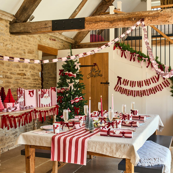 Red Velvet Bow Garland - 2m | Hootyballoo Christmas Decorations Bunting Red Velvet Bow Garland - 2m