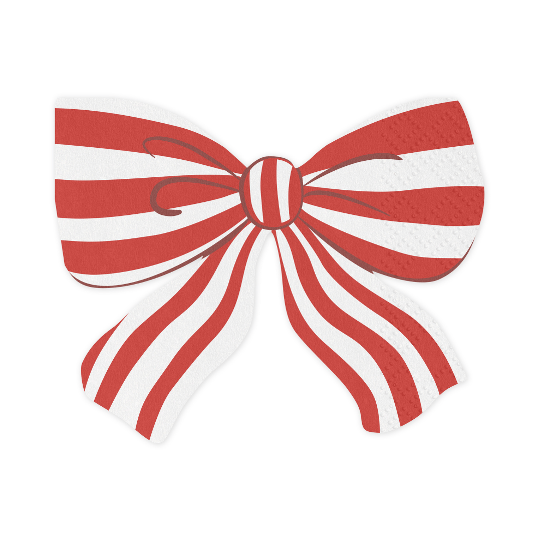 Red & White Bow Shaped Paper Napkins x 12 Paper Napkins Red & White Bow Shaped Paper Napkins x 12