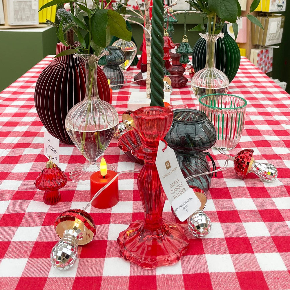Red & White Fabric Gingham Tablecloth Tablecloths Red & White Fabric Gingham Tablecloth