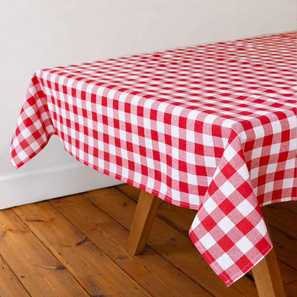 Red & White Fabric Gingham Tablecloth Tablecloths Red & White Fabric Gingham Tablecloth