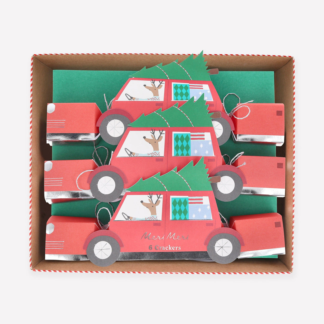 Reindeer In Car Christmas Crackers x 6 | Meri Meri Christmas Crackers christmas crackers Reindeer In Car Christmas Crackers x 6