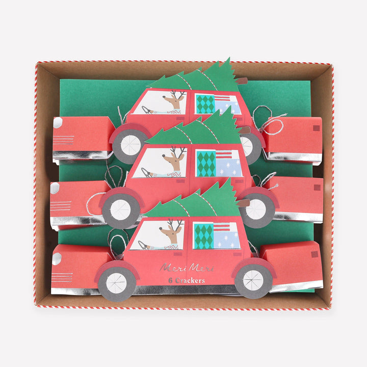 Reindeer In Car Christmas Crackers x 6 | Meri Meri Christmas Crackers christmas crackers Reindeer In Car Christmas Crackers x 6