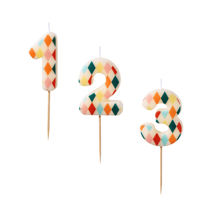 Rhombus Number Cake Candles (0-9) - Circus Theme Party Supplies Birthday Candles Rhombus Number Cake Candles (0-9)