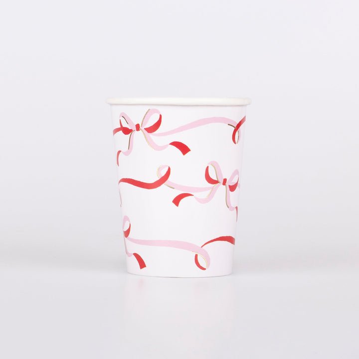 Ribbon Bow Christmas Party Cups x 8 | Meri Meri Christmas Bows party cups Ribbon Bow Christmas Party Cups x 8