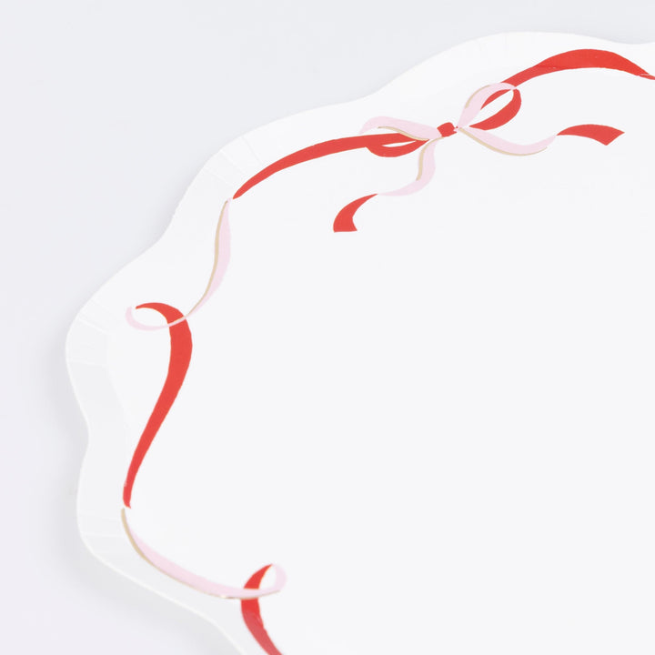 Ribbon Bow Large Christmas Party Plates x 8 | Meri Meri Christmas Bows party plates Ribbon Bow Large Christmas Party Plates x 8