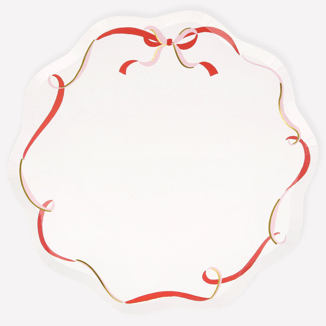 Ribbon Bow Large Christmas Party Plates x 8 | Meri Meri Christmas Bows party plates Ribbon Bow Large Christmas Party Plates x 8