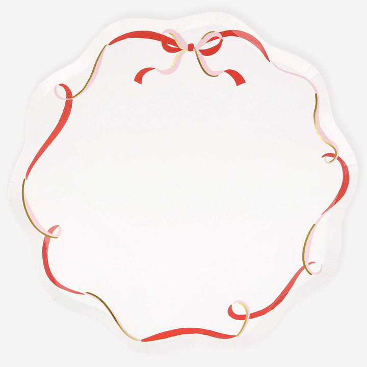 Ribbon Bow Large Christmas Party Plates x 8 | Meri Meri Christmas Bows party plates Ribbon Bow Large Christmas Party Plates x 8