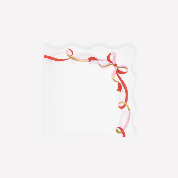 Ribbon Bow Small Christmas Party Napkins x 16 | Meri Meri Christmas Bows party napkins Ribbon Bow Small Christmas Party Napkins x 16