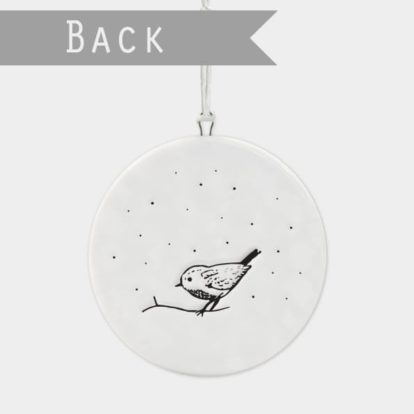 Robins Most Wonderful Time Porcelain Bauble | East of India Bauble East of India Porcelain Flat Bauble - Robins Most Wonderful Time