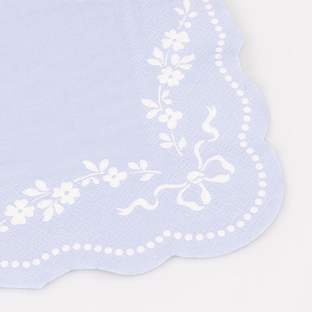 Rococo Blue Large Party Napkins x 16 | Meri Meri party napkins Rococo Blue Large Party Napkins x 16