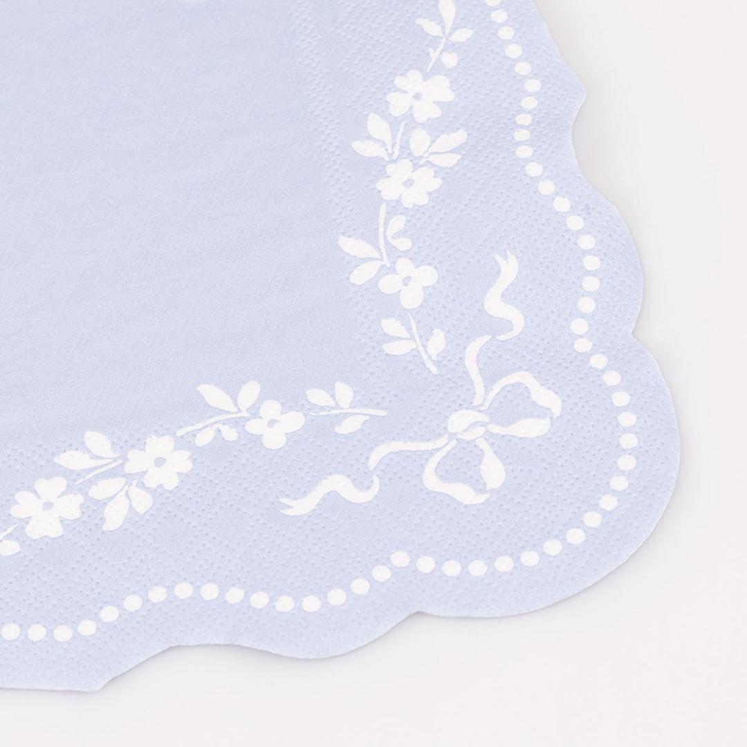 Rococo Blue Large Party Napkins x 16 | Meri Meri party napkins Rococo Blue Large Party Napkins x 16