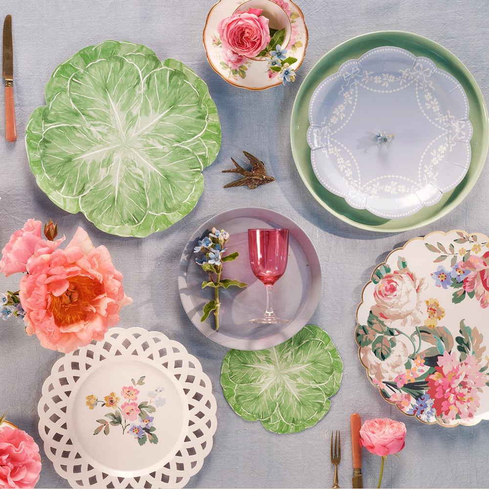 Rococo Blue Side Party Plates x 8 | Meri Meri party plates Rococo Blue Side Party Plates x 8