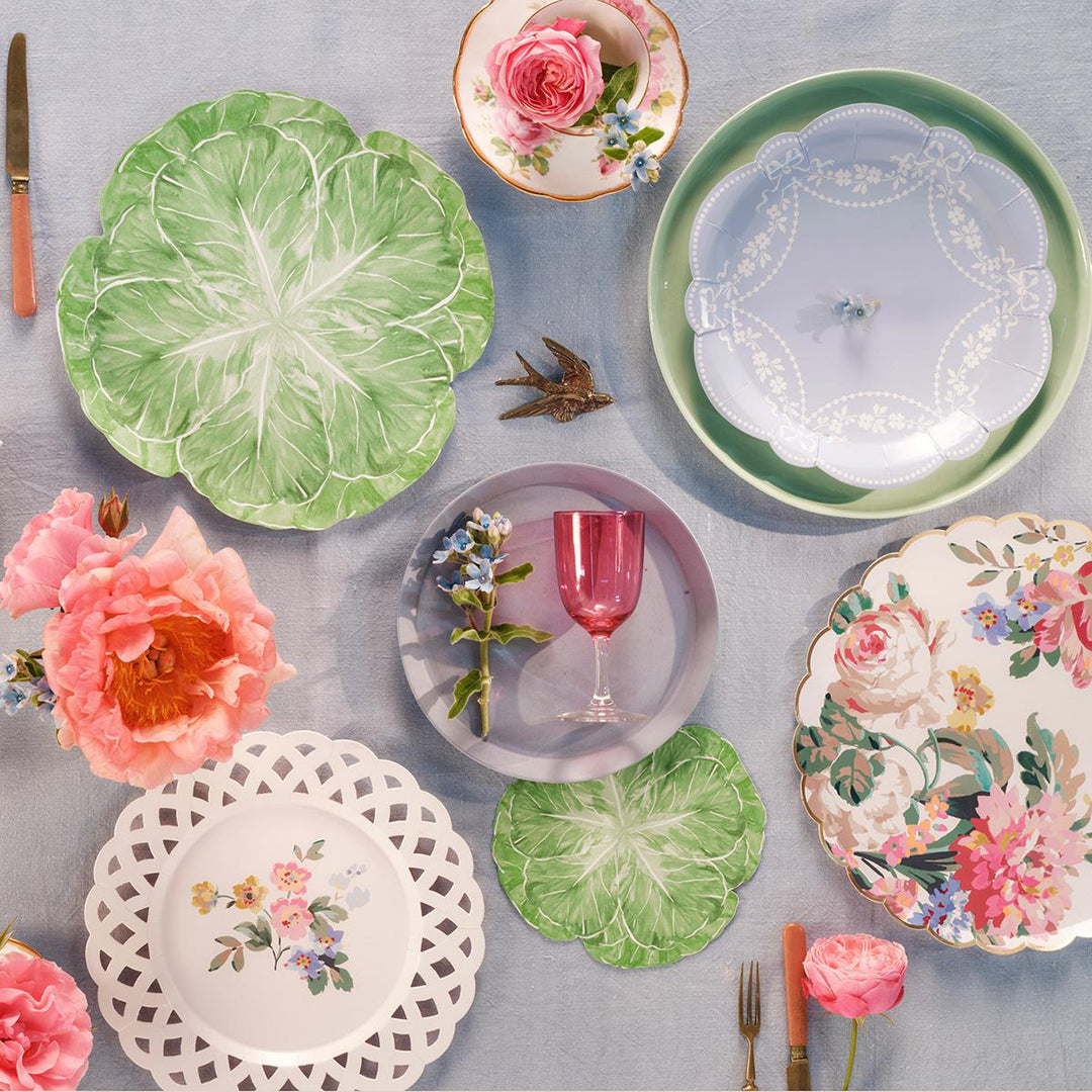Rococo Blue Side Party Plates x 8 | Meri Meri party plates Rococo Blue Side Party Plates x 8