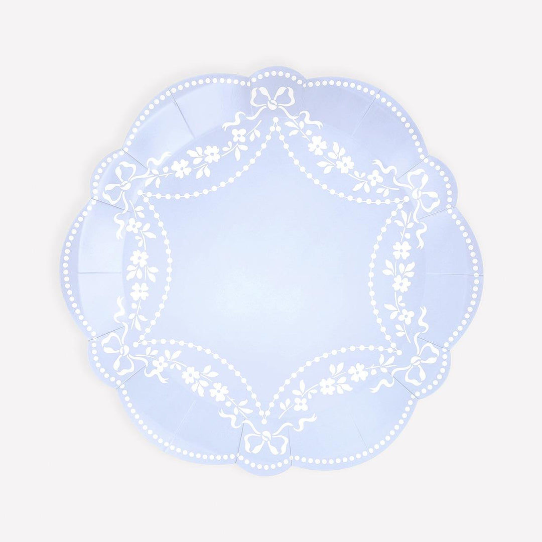 Rococo Blue Side Party Plates x 8 | Meri Meri party plates Rococo Blue Side Party Plates x 8