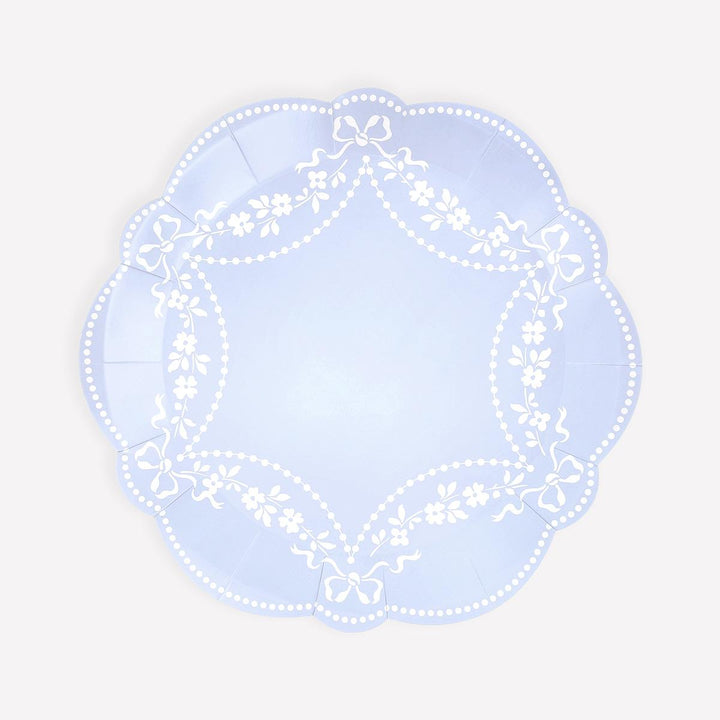 Rococo Blue Side Party Plates x 8 | Meri Meri party plates Rococo Blue Side Party Plates x 8