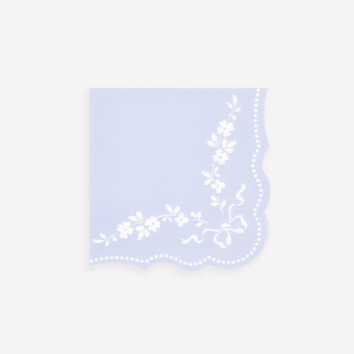 Rococo Blue Small Party Napkins x 16 | Meri Meri party napkins Rococo Blue Small Party Napkins x 16