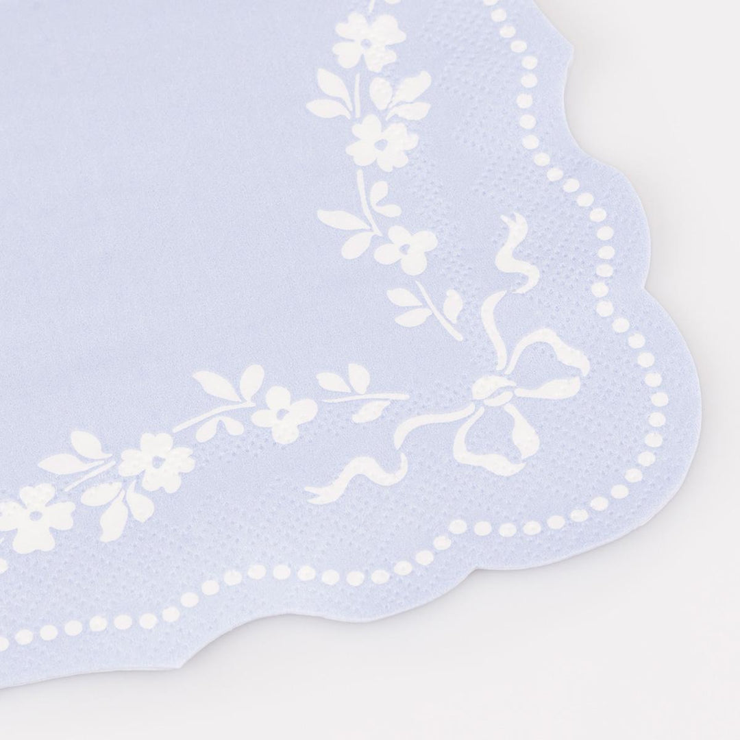 Rococo Blue Small Party Napkins x 16 | Meri Meri party napkins Rococo Blue Small Party Napkins x 16