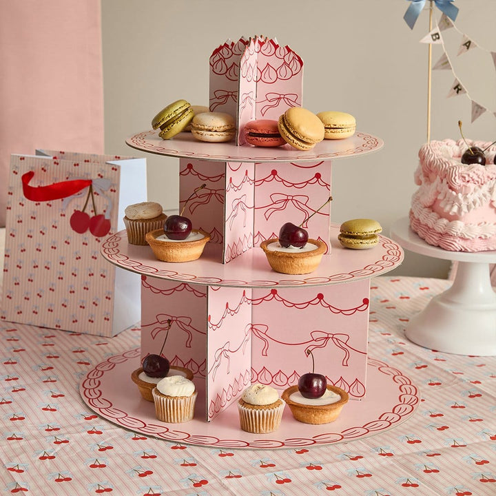 Rococo Cherries 3 Tier Cake Stand - Cherry Party Decorations cake stand Rococo Cherries 3 Tier Cake Stand