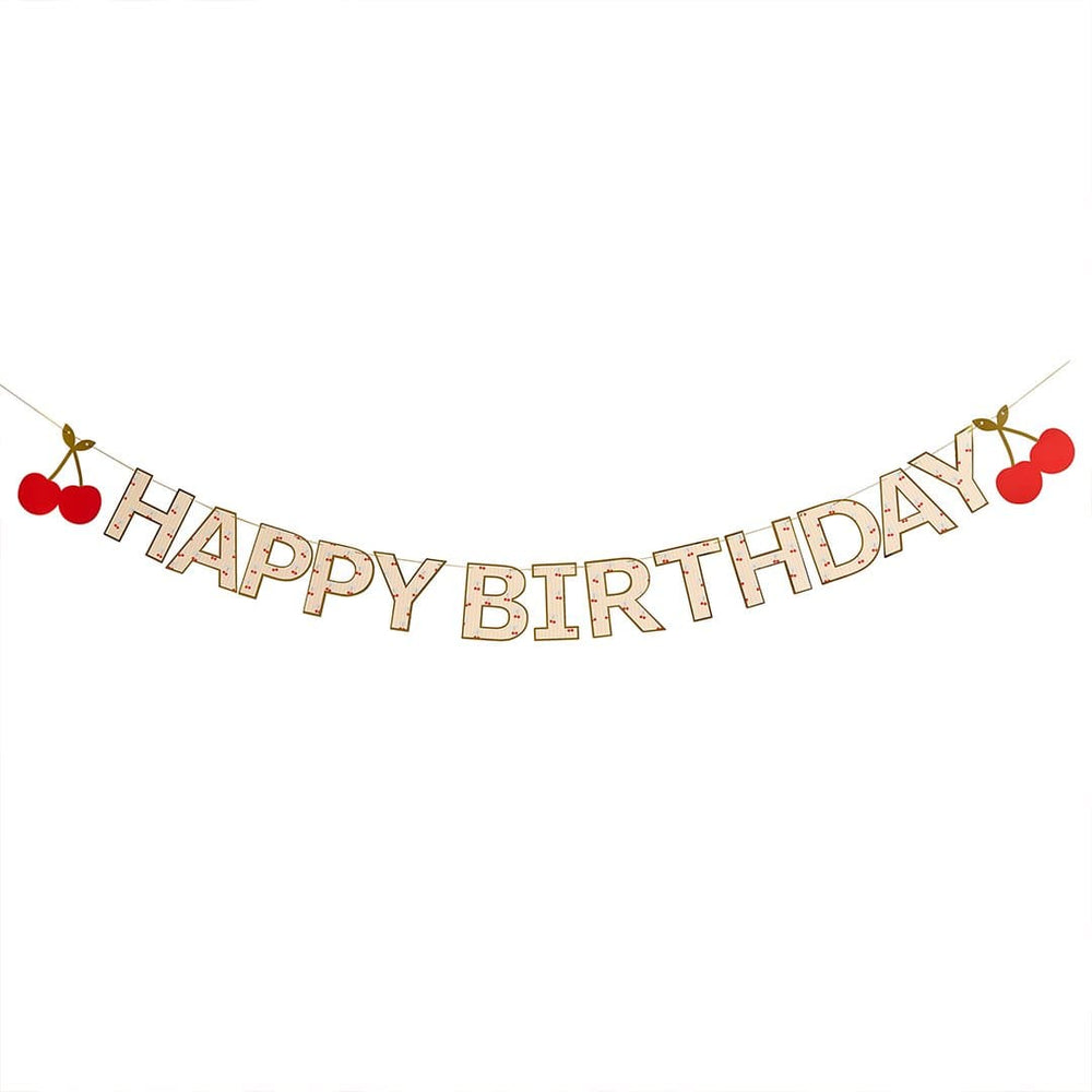 Rococo Cherries Happy Birthday Banner - Cherry Party Supplies Banners Rococo Cherries 'Happy Birthday'  Banner