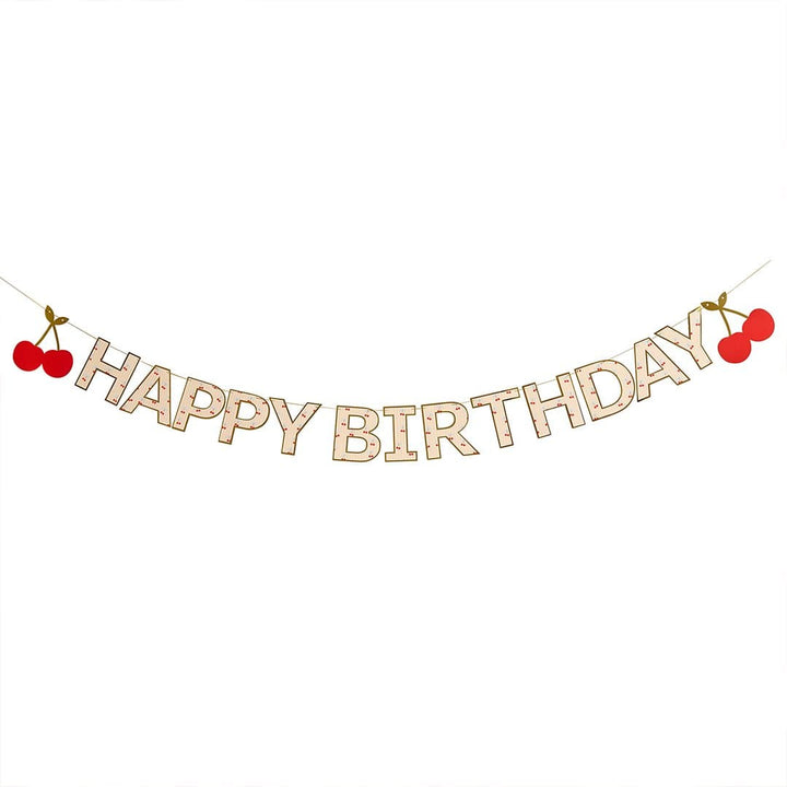 Rococo Cherries Happy Birthday Banner - Cherry Party Supplies Banners Rococo Cherries &
